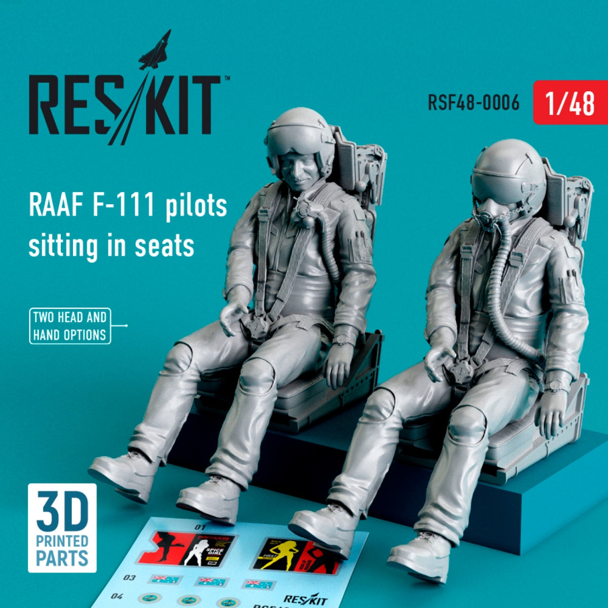 RESKIT RSF48-0006 RAAF F-111 PILOTS SITTING IN SEATS (2 PCS) (3D PRINTED) 1/48 – Bild 2