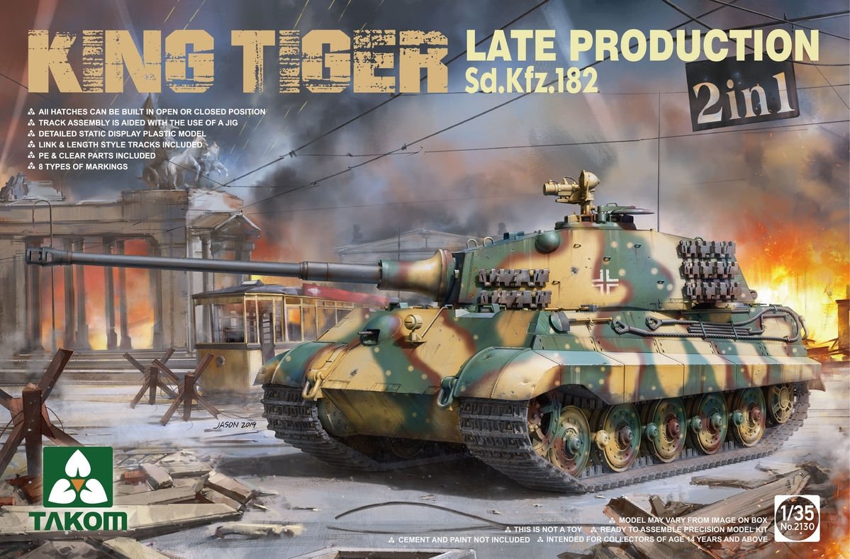 Takom 2130 Char lourd allemand Sd.Kfz.182 Tigre royal, production tardive, 2 en 1 (sans intérieur), échelle 1/35