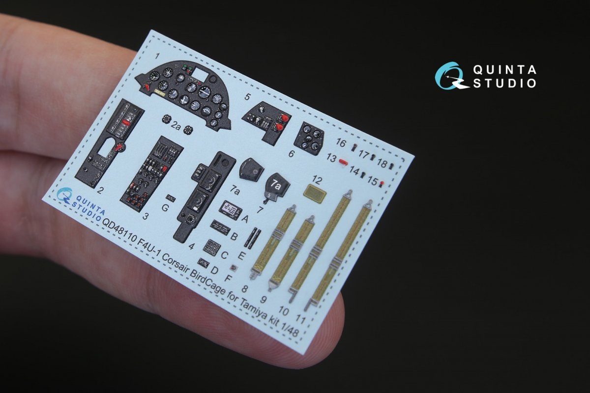 Intérieur imprimé en 3D et coloré sur papier décalcomanie pour le F4U-1 Corsair (modèle « cage à oiseaux ») de Quinta Studio QD48110 (pour maquette Tamiya) au 1/48 – image 2