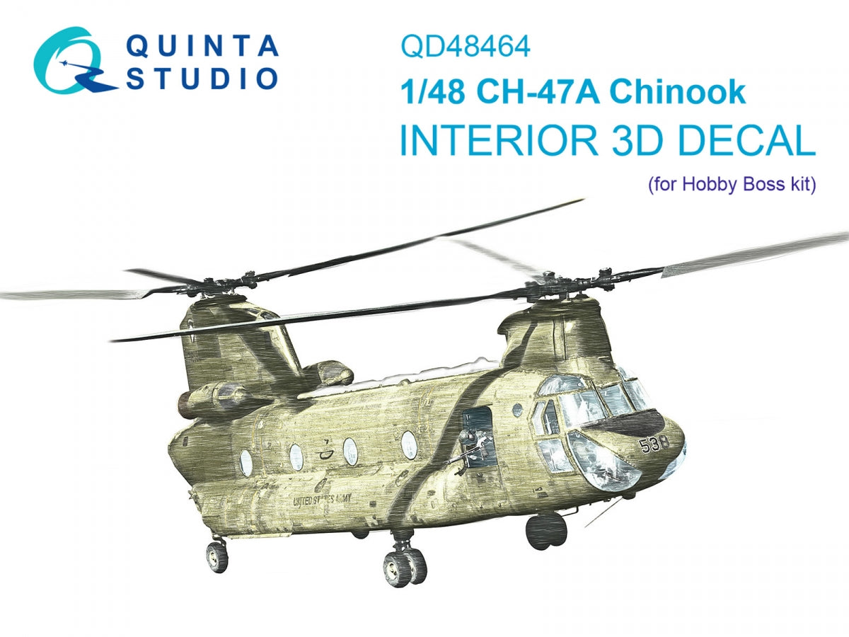 Quinta Studio QD48464 CH-47A 3D-Printed colored Interior on decal paper (HobbyBoss) 1/48