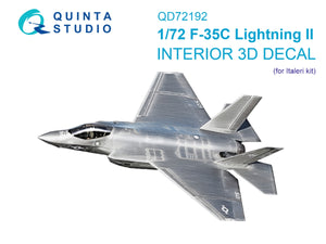 Quinta Studio QD72192 F-35C Lighting II 3D-Printed &amp;amp; coloured Interior on decal paper (Italeri) 1/72