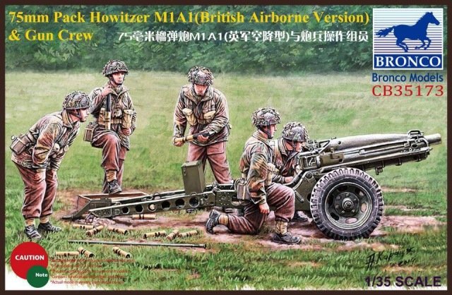 Bronco CB35173 75mm Pack Howitzer M1A1 (British Airborne Version) Gun Crew 1/35