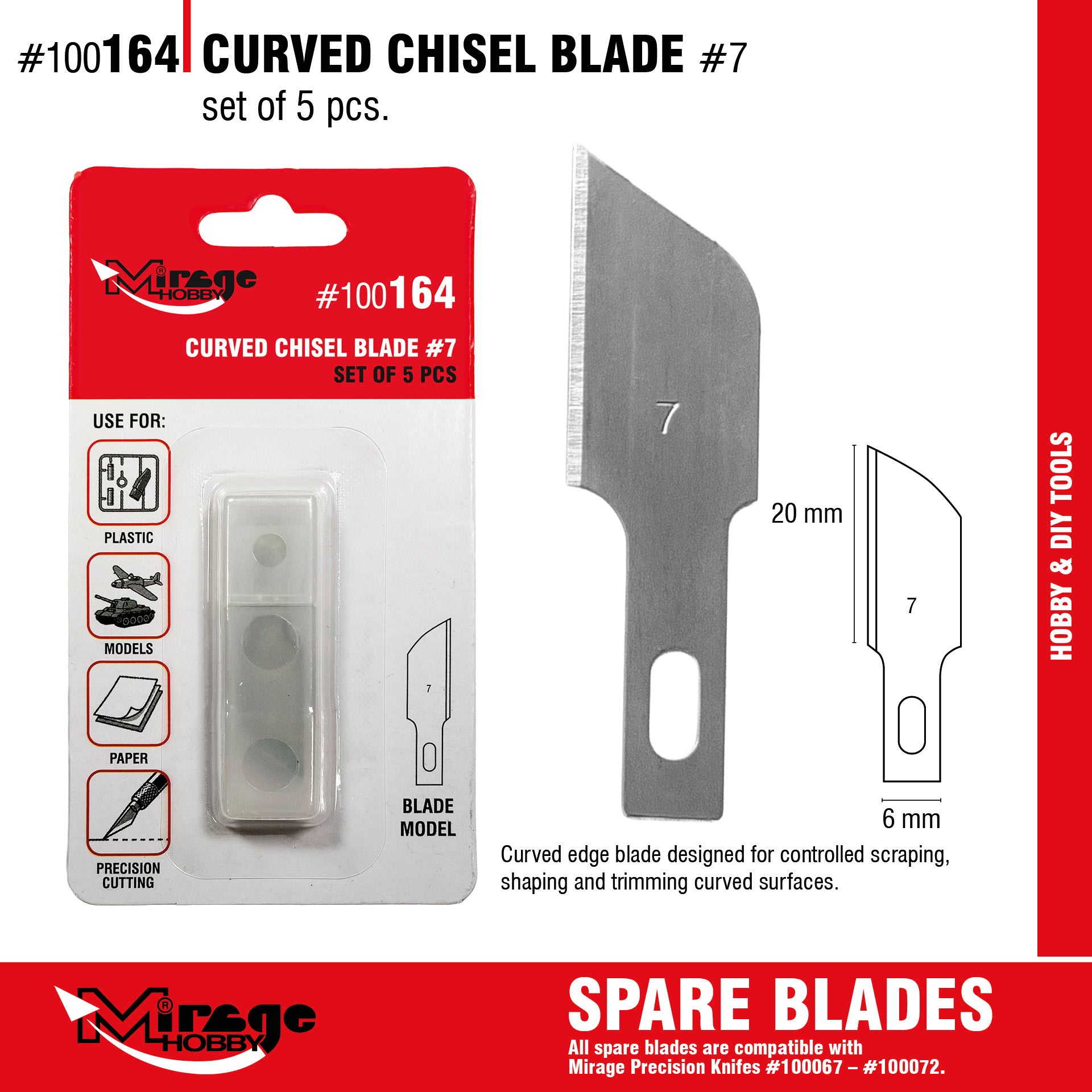 Mirage 100164 Curved Chisel Blade (5 pcs) – image 2