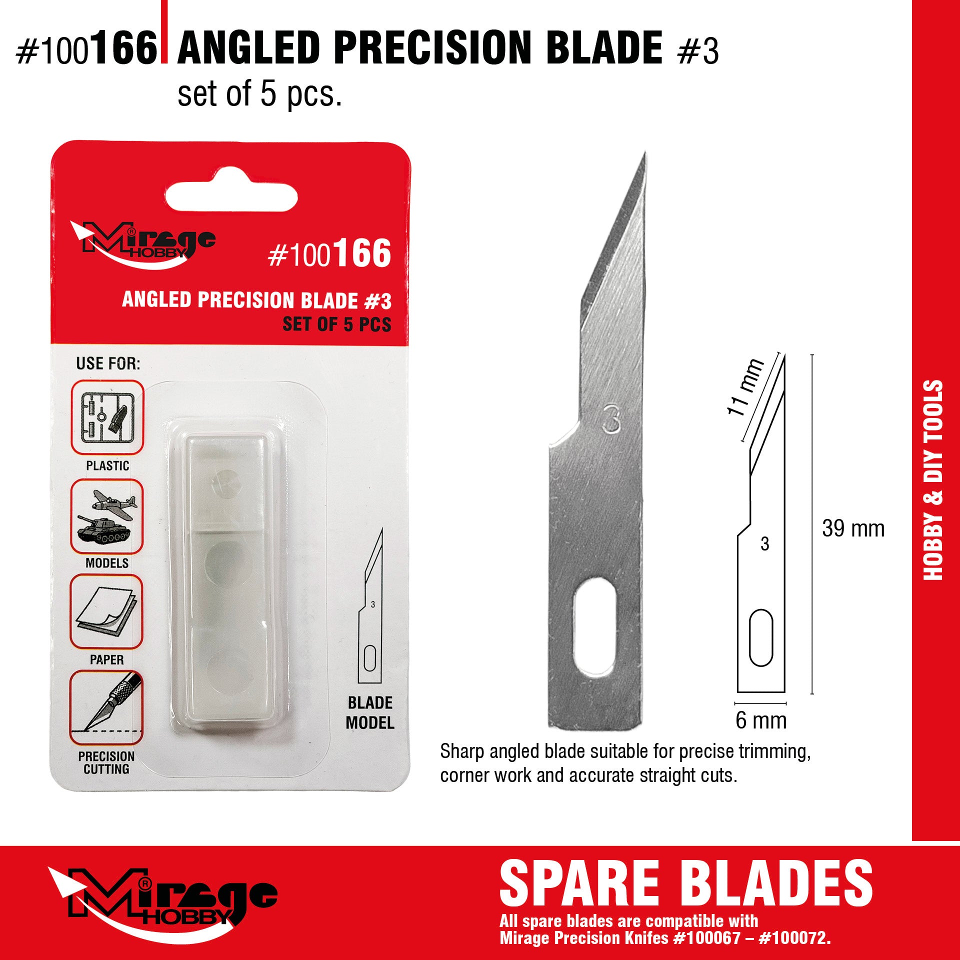 Mirage 100166 Angled Precision Blade (5 pcs) – imagen 2