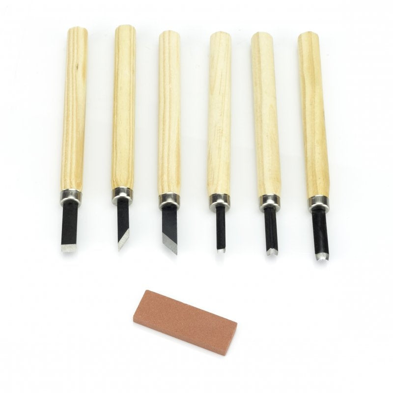 Ensemble d'outils de sculpture sur bois Modelcraft PCT1006 avec pierre à aiguiser