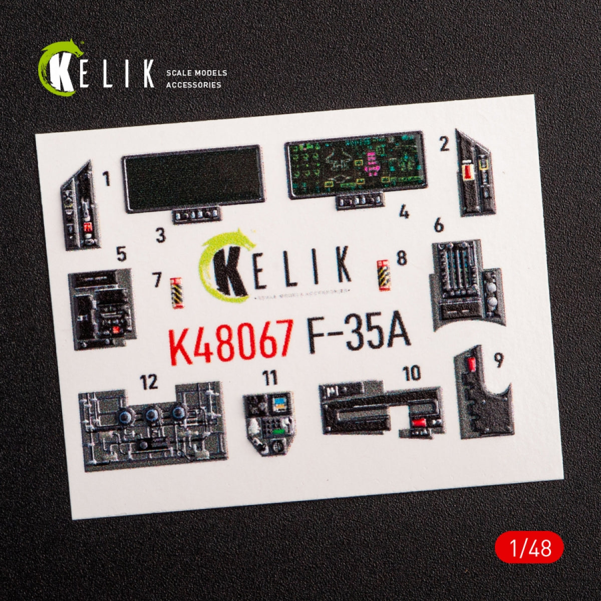 KELIK K48067 F-35A INTERIOR 3D DECALS FOR TAMIYA KIT 1/48 – Bild 3