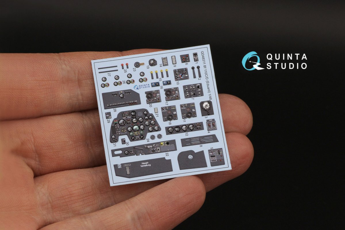Quinta Studio QD48311 Bf 110C/D 3D-Printed &amp;amp; coloured Interior on decal paper (Eduard) 1/48 – imagen 3