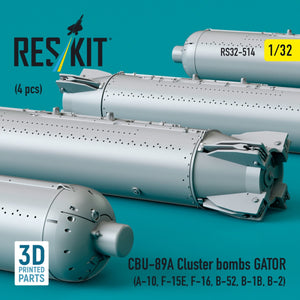 RESKIT RS32-0514 CBU-89A cluster bombs GATOR (4 pcs) (3D Printed) 1/32 – imagen 2