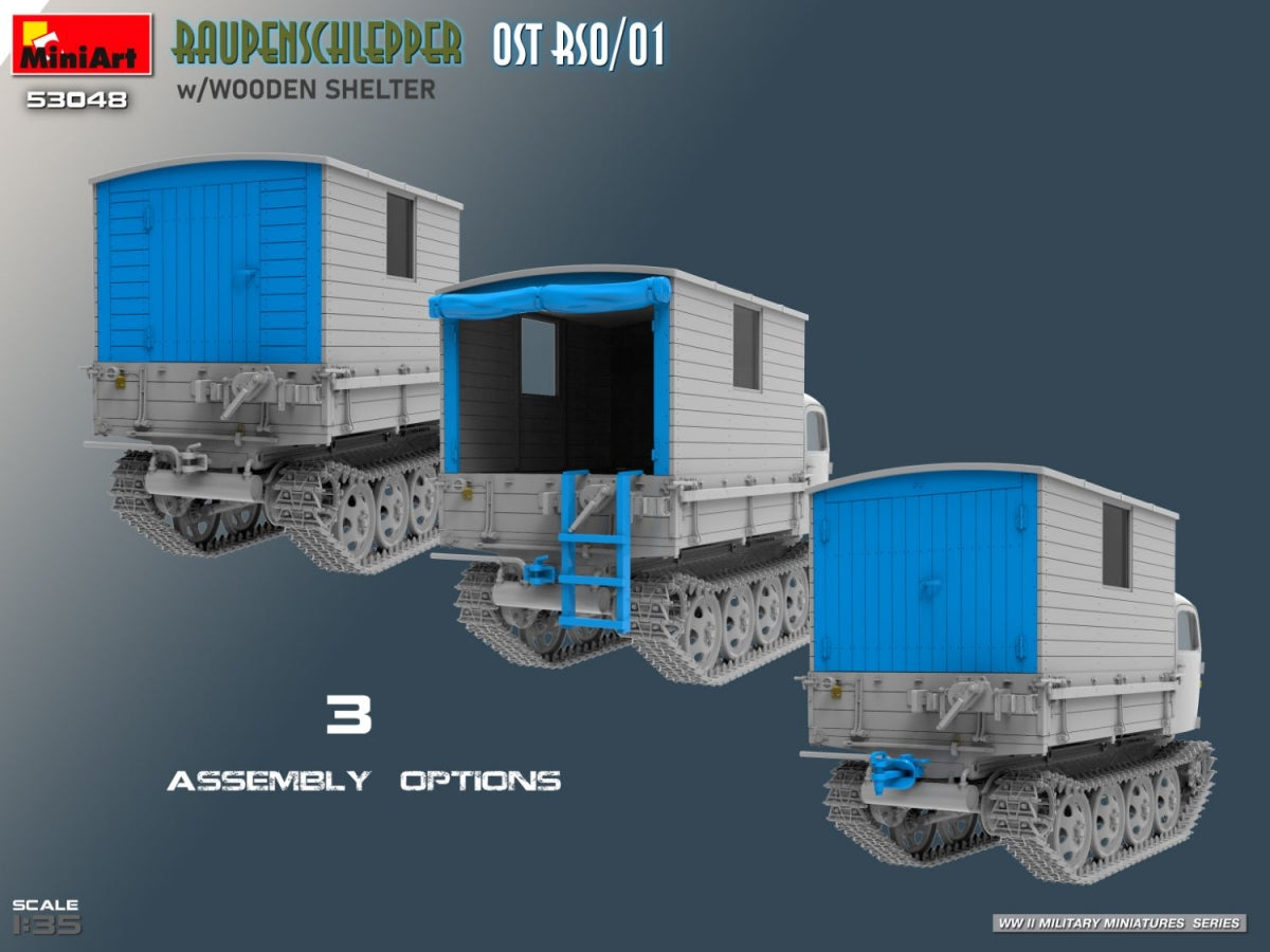 MiniArt 53048 Raupenschlepper OST RSO/01 w/ Wooden Shelter 1/35