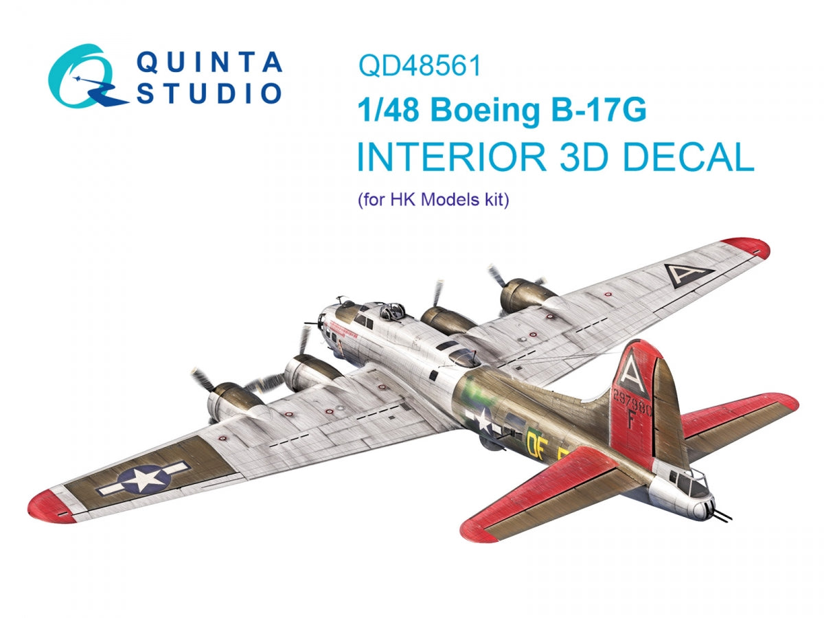 Quinta Studio QD48561 Boeing B-17G 3D-Printed &amp;amp; colored Interior on decal paper (HK models) 1/48