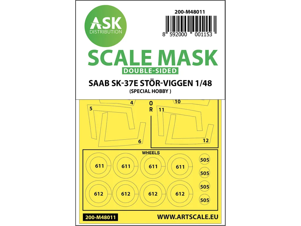 Art Scale Kit M48011 SAAB SK-37E Stor-Viggen Double-Sided Painting Mask for Special Hobby 1/48