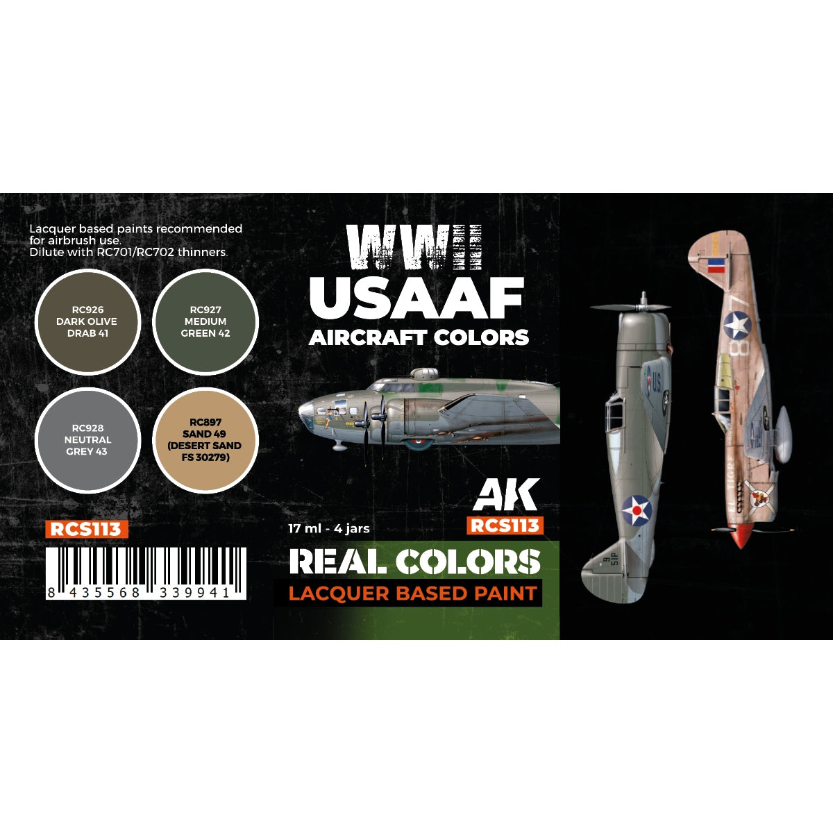 AK Interactive RCS113 WWII USAAF Aircraft Colors 4x17ml – Bild 2