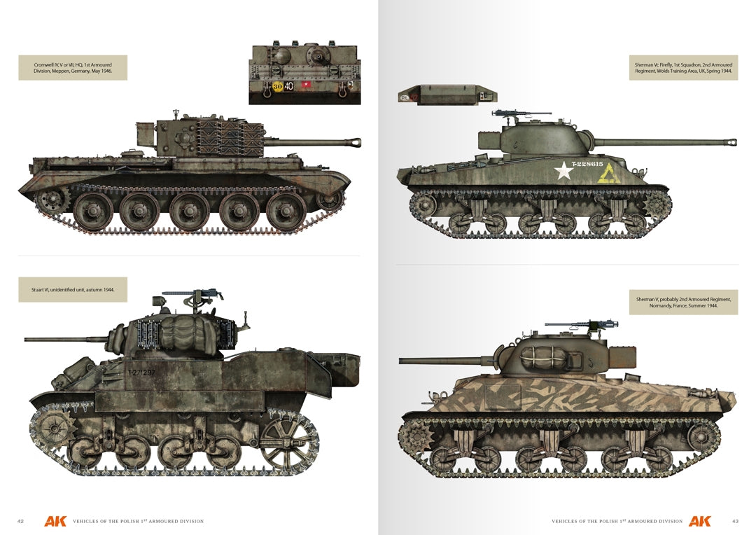 AK Interactive AK130010 VEHICLES OF THE POLISH 1ST ARMOURED DIVISION – CAMOUFLAGE PROFILE GUIDE - English – zdjęcie 7