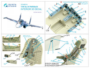 Intérieur coloré imprimé en 3D sur papier décalcomanie Quinta Studio QD48018 Su-34 (KittyHawk) 1/48 – image 2