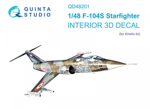 Intérieur imprimé en 3D et coloré sur papier décalcomanie Quinta Studio QD48201 F-104S (Kinetic) 1/48