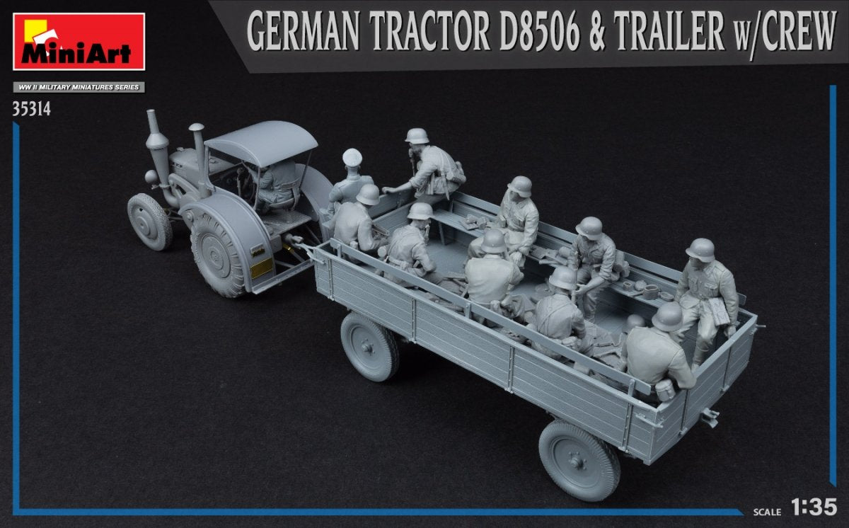 MiniArt 35314 GERMAN TRACTOR D8506 &amp;amp; TRAILER w/CREW 1/35 – zdjęcie 6