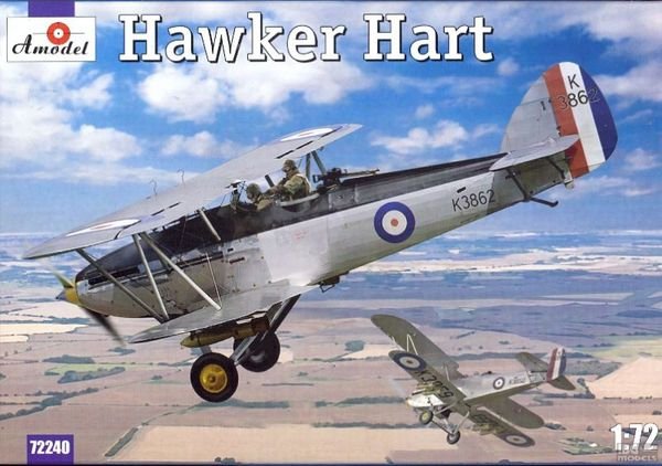 Maquette A-Model 72240, chasseur biplan britannique Hawker Hart, échelle 1/72 