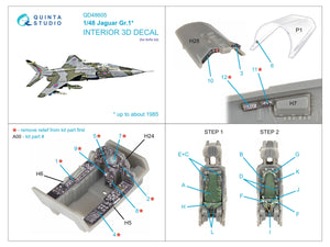 Quinta Studio QD48605 Jaguar Gr.1 3D-Printed &amp;amp; colored Interior on decal paper (Airfix) 1/48 – image 2
