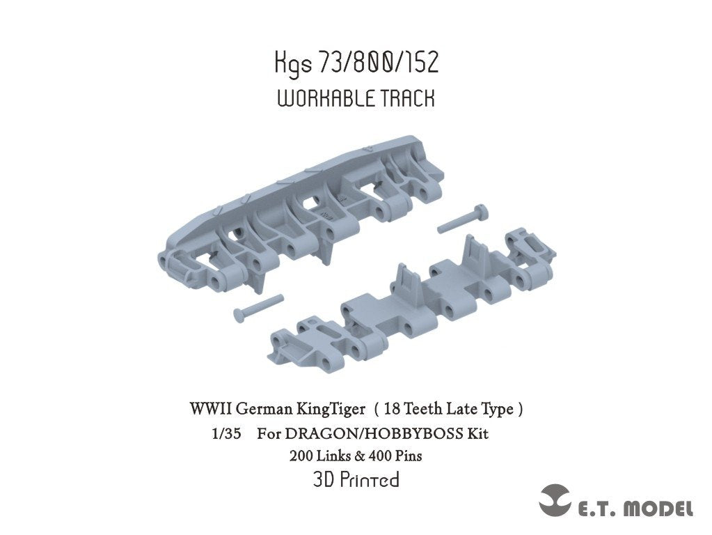 E.T. Model P35-069 WWII German KingTiger Single Workable Track (18 Teeth Late Type) ( 3D Printed ) 1/35