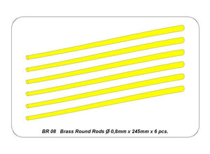Aber BR08 Pręty mosiężne Ø 0,8mm długość 245mm x 6 szt. / Brass round rods Ø 0,8mm length 245mm x 6 pcs. – immagine 5
