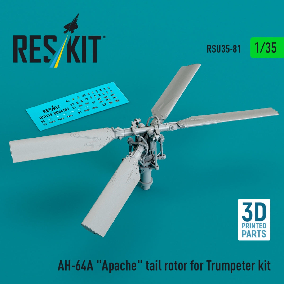 RESKIT RSU35-0081 AH-64A "Apache" tail rotor for Trumpeter kit (3D Printed) 1/35