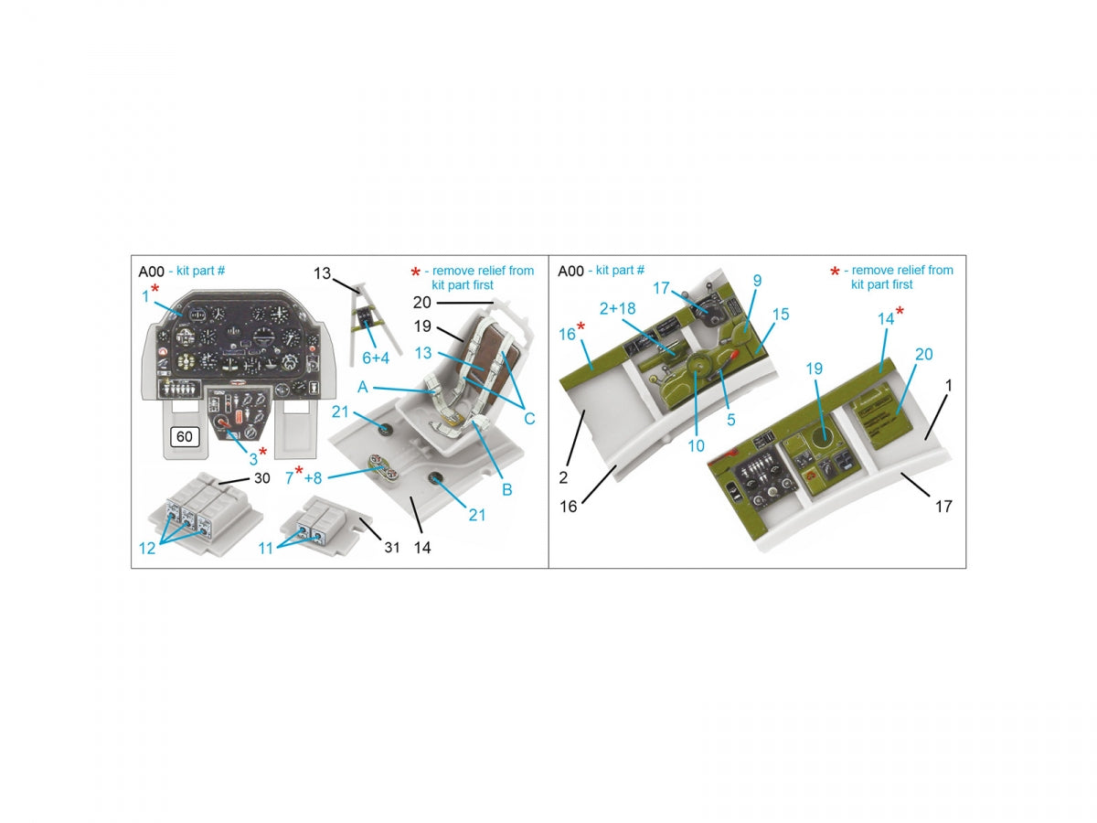 Quinta Studio QD48472 A-36 3D-Printed coloured Interior on decal paper (Accurate Miniatures/Italeri) 1/48 – Bild 2