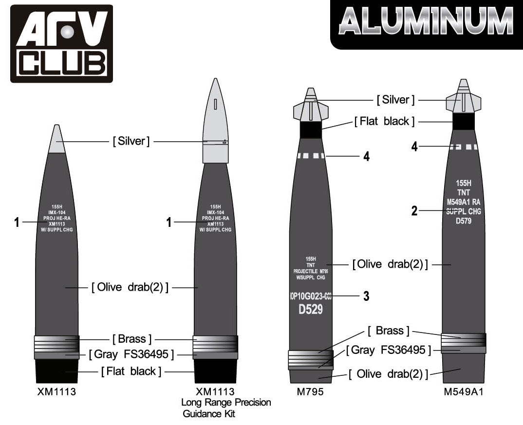 AFV Club AG35056 Aluminum PGK Series 155mm Artillery Shell 1/35 – immagine 3