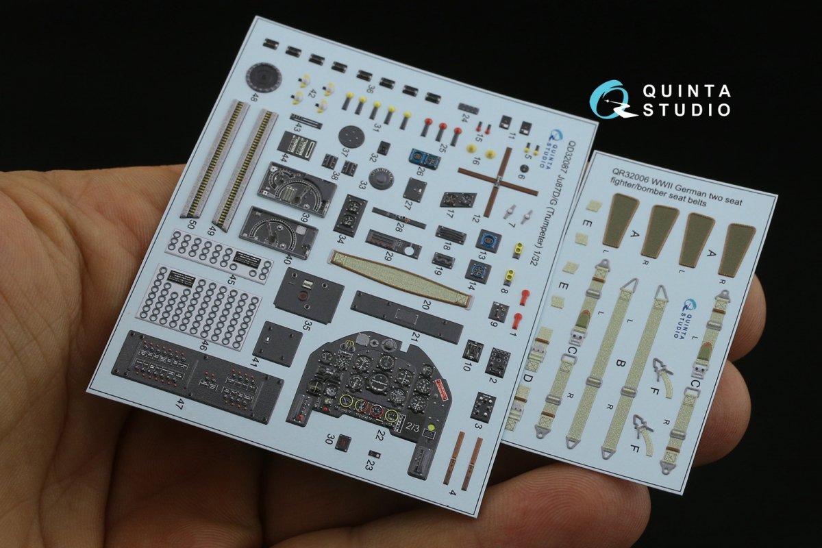 Quinta Studio QD32087 Ju87 D/G 3D-Printed &amp;amp; colored Interior on decal paper (Trumpeter) 1/32 – image 14