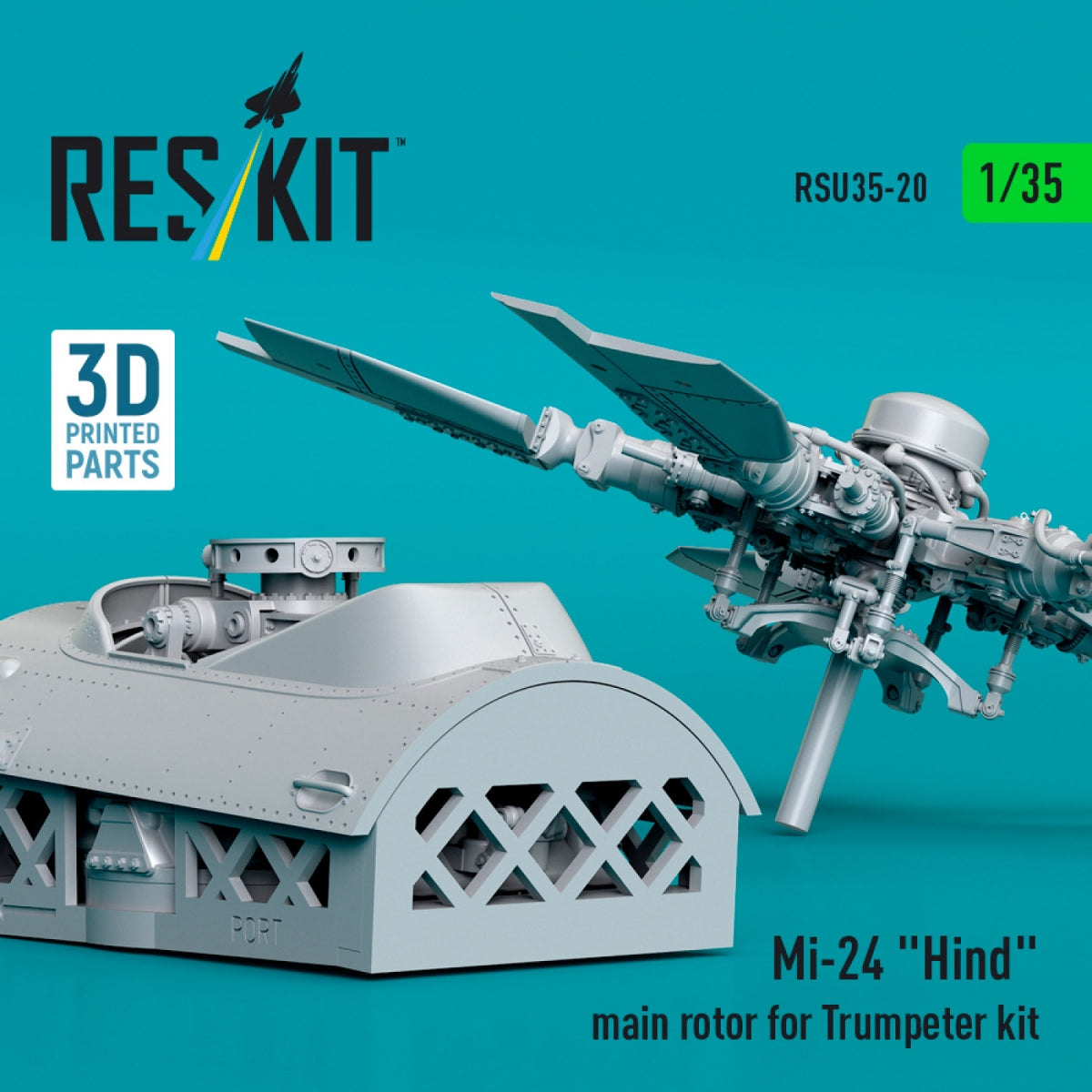 RESKIT RSU35-0020 Mi-24 &amp;quot;Hind&amp;quot; main rotor for Trumpeter kit (3D Printed) 1/35 – imagen 3