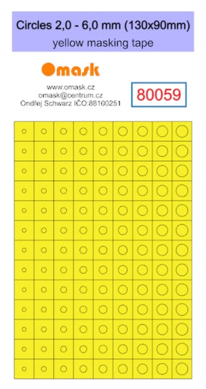 Omask 80059 Circles 2,0-6,0 mm (130x90mm) yellow masking tape