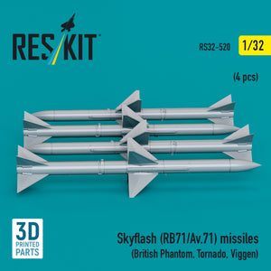RESKIT RS32-0520 Skyflash (RB71/Av.71) missiles (4 pcs) (3D Printed) 1/32 – zdjęcie 2