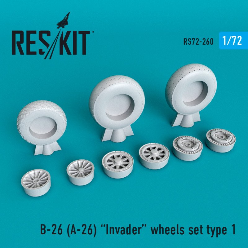 RESKIT RS72-0260 B-26 (A-26) Invader wheels set type 1 1/72