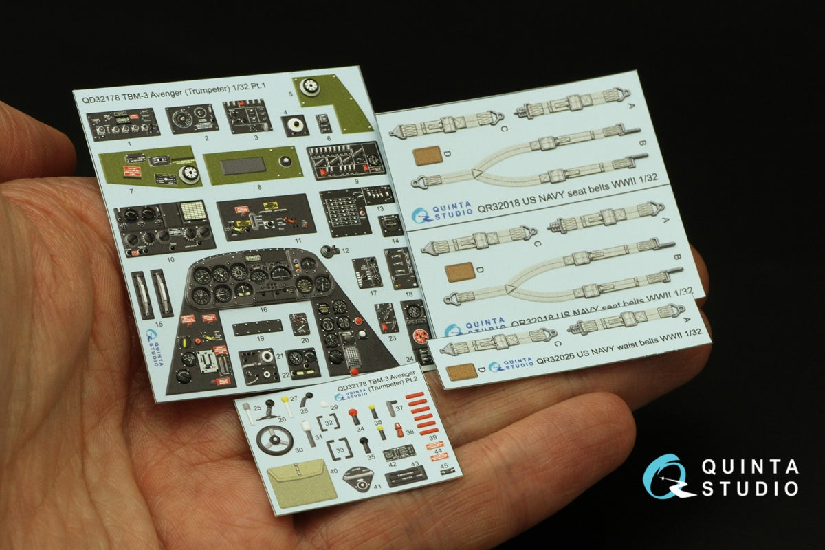 Quinta Studio QD32178 TBM-3 Avenger 3D-Printed coloured Interior on decal paper (Trumpeter) 1/32 – immagine 3