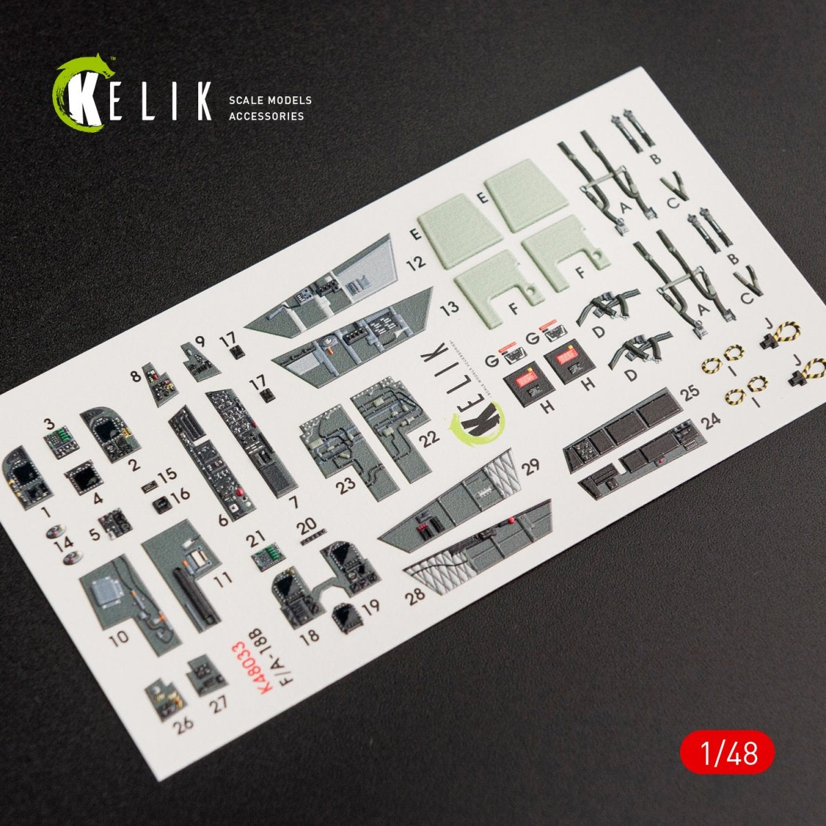 KELIK K48033 F/A-18B "HORNET" INTERIOR 3D DECALS FOR KINETIC KIT 1/48