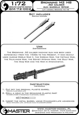 Master GM-72-002 Browning M2 (Heavy Barrel) .50 caliber (12.7mm) - gun barrels (2pcs) 1/72 – Bild 5