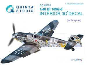 Quinta Studio QD48103 Bf 109G-6 3D-Printed &amp;amp; coloured Interior on decal paper (for Tamiya kit) 1/48