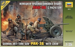 Zvezda 3610 German anti-tank gunPAK-36 (3,7cm) with crew 1/35