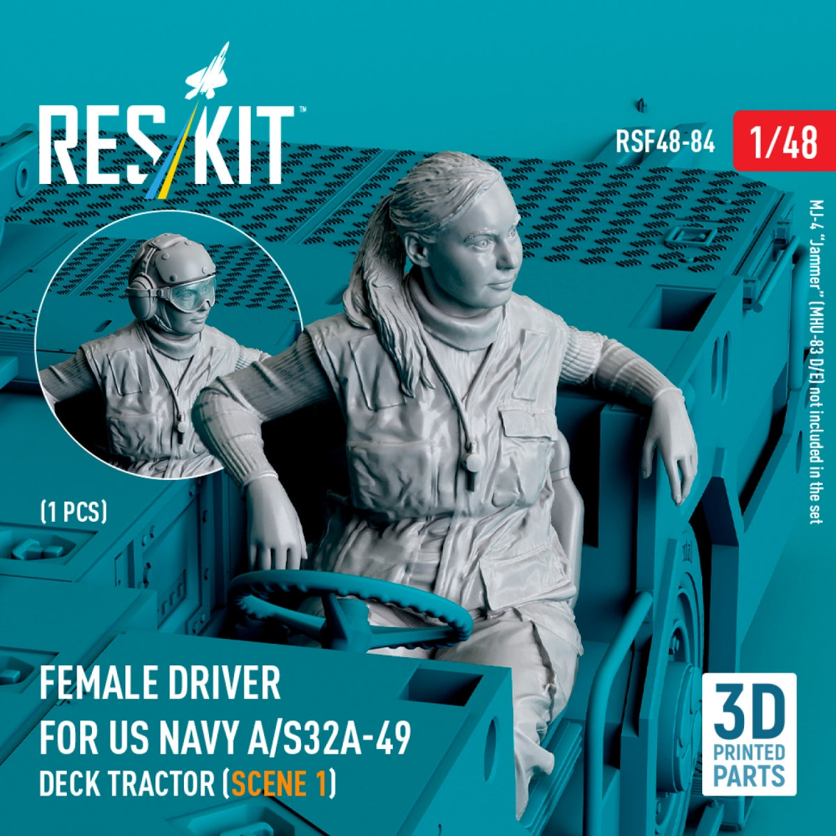 RESKIT RSF48-0084 Female driver for US NAVY A/S32A-49 Deck Tractor (scene 1) (1 pcs) (3D Printed) 1/48 – imagen 2