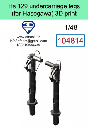 Jambes de train d&amp;#39;atterrissage Omask 104814 Hs 129 (pour Hasegawa/Hobby 2000) Impression 3D 1/48