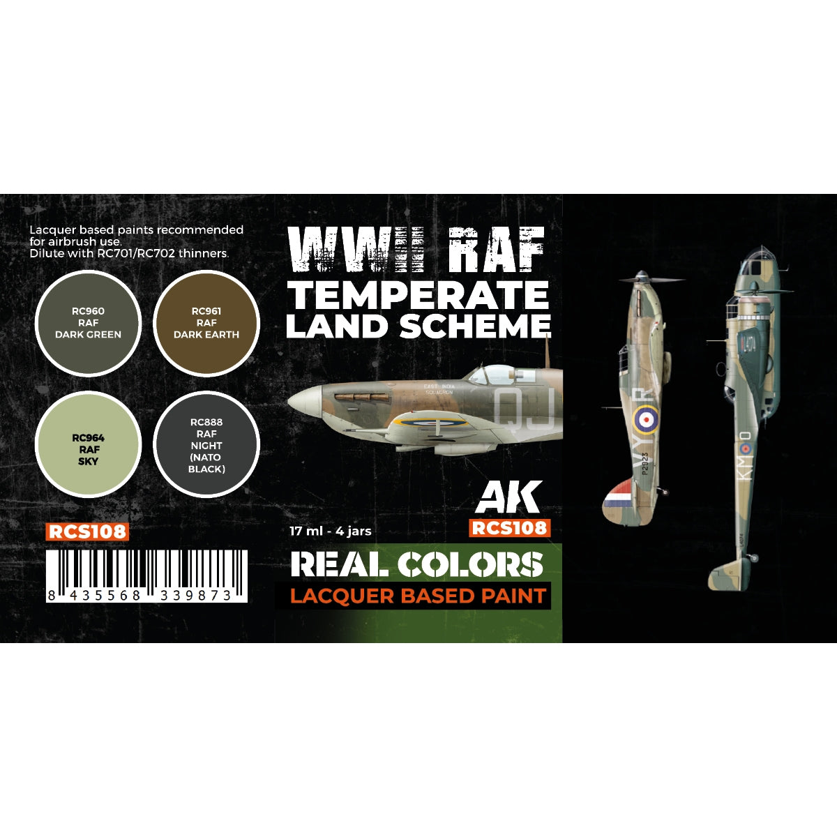 AK Interactive RCS108 WWII RAF Temperate Land Scheme 4x17ml – Bild 2