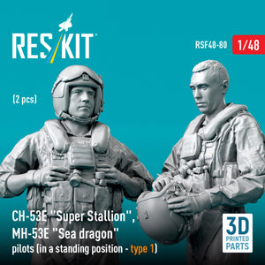 RESKIT RSF48-0080 Pilotes de CH-53E « Super Stallion » et MH-53E « Sea Dragon » (position debout - type 1) (2 pièces) (Impression 3D) 1/48 – image 2