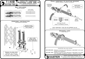 Master AM-48-184 Niemiecki km z okresu I w.św. Spandau LMG 08/15 (2 szt.) - z DŁUGĄ rączką przeładowania - wydruki 3D i mosiężne lufy 1/48