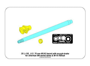 Aber 35L-137 US 76 mm M1A2 barrel with muzzle brake for Sherman M4 &amp;amp; M-18 Hellcat (1/35) – image 14