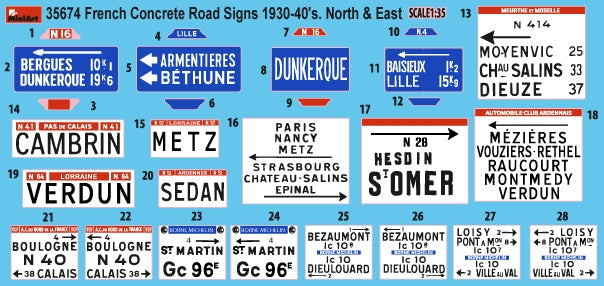 Miniart 35674 Panneaux de signalisation routière en béton français, années 1930-1940. Nord et Est, échelle 1/35 – image 2