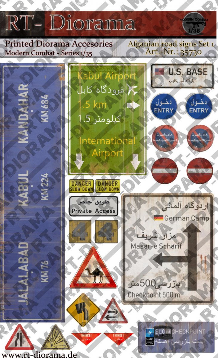 RT-Diorama 35730 Printed Accessories: Afghan road signs Set No.1 1/35