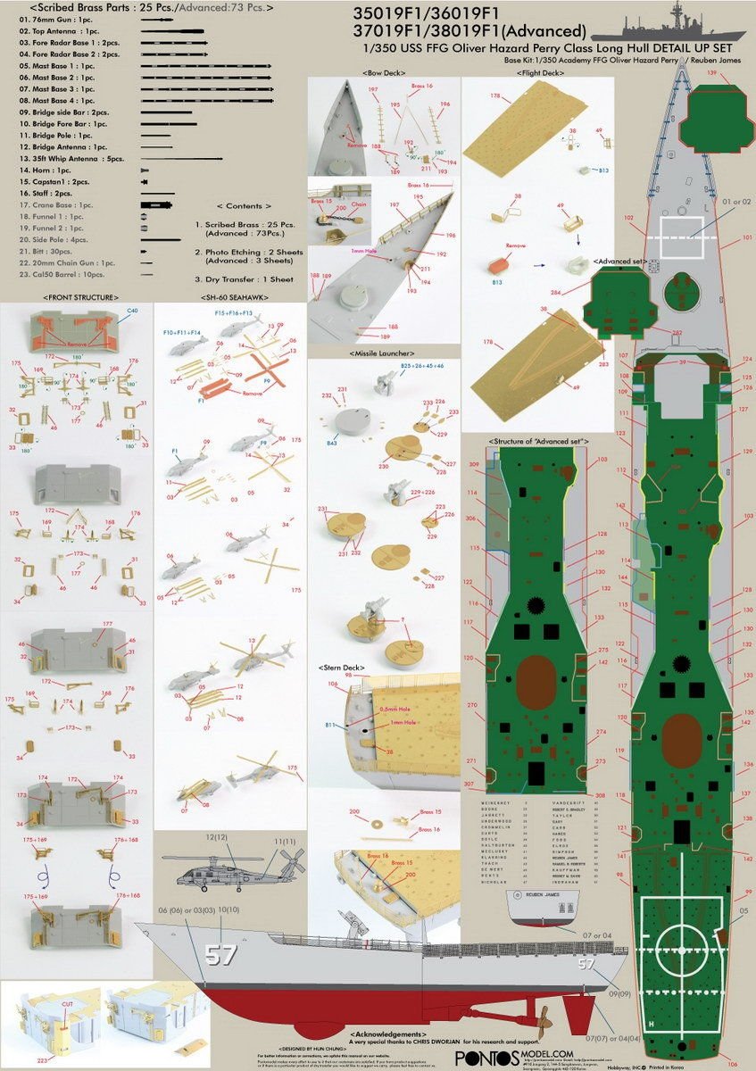 Pontos 38019F1 USS FFG Oliver Hazard Perr Class LH Detail Up Set &amp;quot;Advanced&amp;quot; avec kit 1/350 – image 12