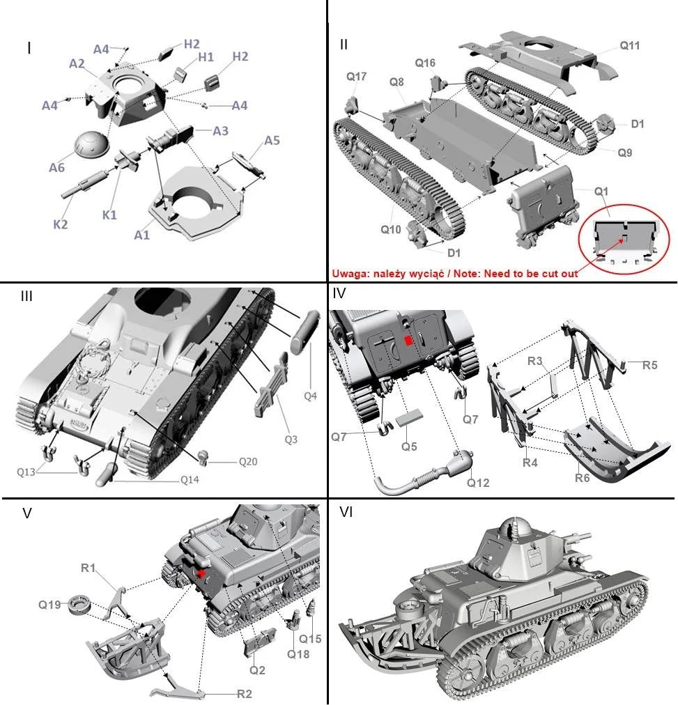Premier char à combattre PL107 Renault R39 avec canon SA38 de 37 mm et queue, échelle 1/72 – image 2