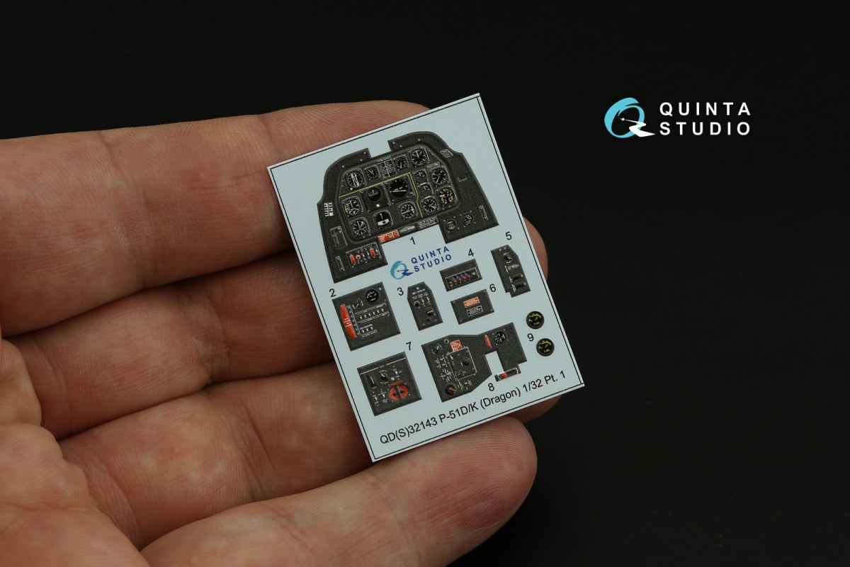 Quinta Studio QD32143 P-51D/K Mustang 3D-Printed &amp;amp; coloured Interior on decal paper (Dragon) 1/32 – zdjęcie 4