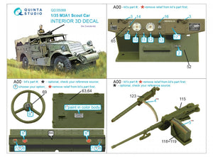 Quinta Studio QD35088 M3A1 Scout 3D-Printed &amp;amp; coloured Interior on decal paper (Zvezda) 1/35 – Bild 2
