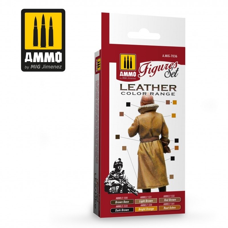 AMMO of Mig Jimenez 7036 LEATHER FIGURES SET 6x17ml – immagine 2
